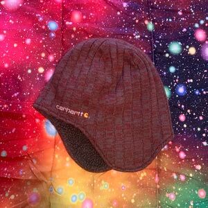 Carhartt Maroon Quilted Lined Earflap Beanie